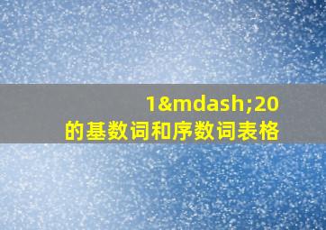 1—20的基数词和序数词表格