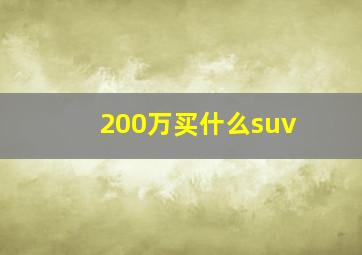 200万买什么suv