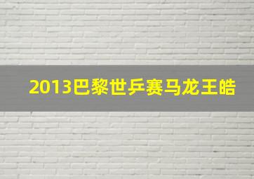 2013巴黎世乒赛马龙王皓