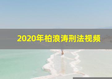 2020年柏浪涛刑法视频