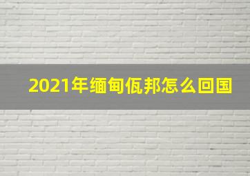 2021年缅甸佤邦怎么回国