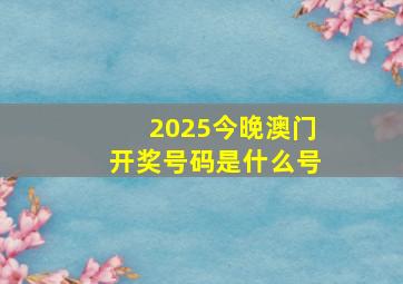 2025今晚澳门开奖号码是什么号