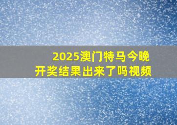 2025澳门特马今晚开奖结果出来了吗视频