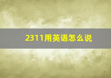 2311用英语怎么说