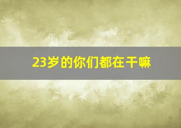 23岁的你们都在干嘛