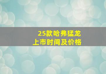 25款哈弗猛龙上市时间及价格