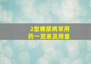 2型糖尿病常用药一览表及用量