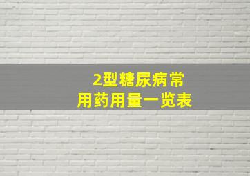 2型糖尿病常用药用量一览表