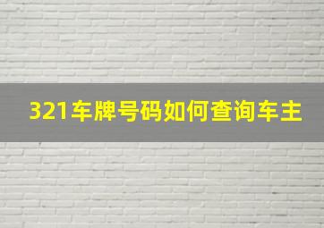 321车牌号码如何查询车主