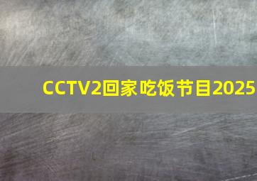 CCTV2回家吃饭节目2025