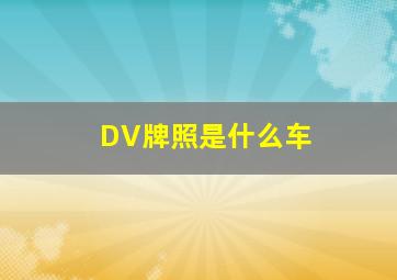 DV牌照是什么车