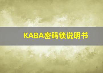 KABA密码锁说明书