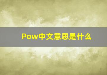 Pow中文意思是什么