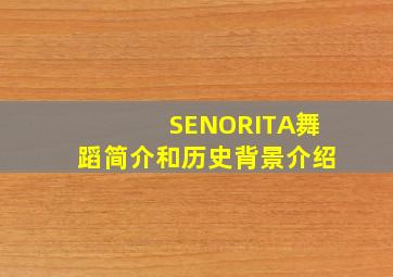 SENORITA舞蹈简介和历史背景介绍