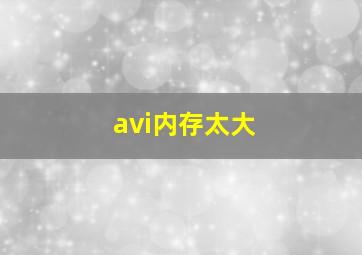 avi内存太大