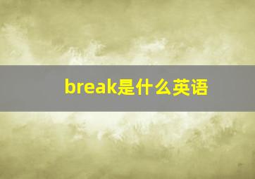 break是什么英语