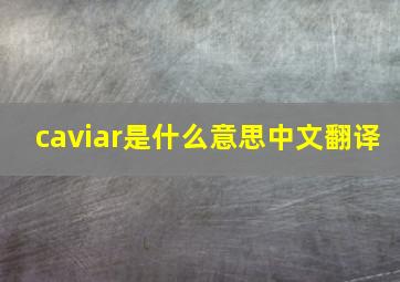 caviar是什么意思中文翻译