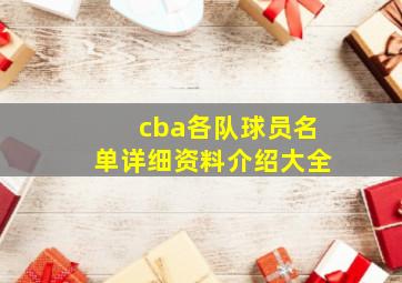 cba各队球员名单详细资料介绍大全