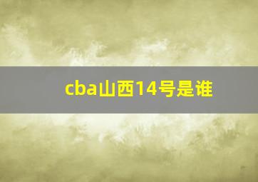 cba山西14号是谁