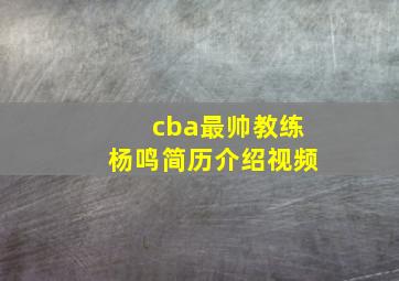 cba最帅教练杨鸣简历介绍视频