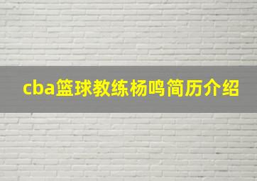 cba篮球教练杨鸣简历介绍