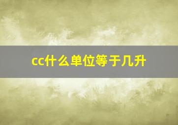 cc什么单位等于几升