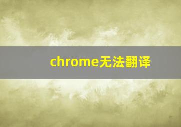 chrome无法翻译