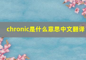 chronic是什么意思中文翻译