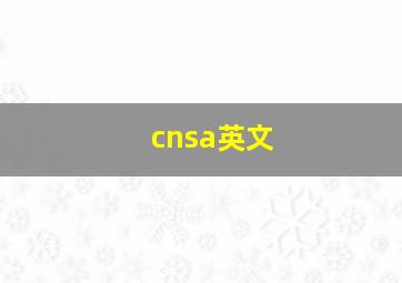 cnsa英文