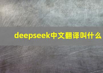 deepseek中文翻译叫什么