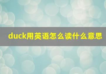 duck用英语怎么读什么意思