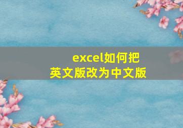 excel如何把英文版改为中文版