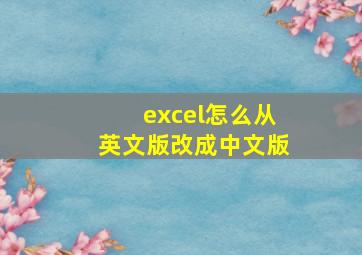 excel怎么从英文版改成中文版