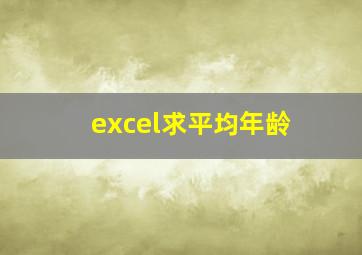 excel求平均年龄