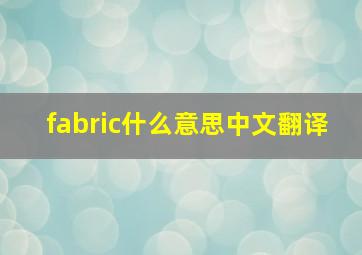 fabric什么意思中文翻译