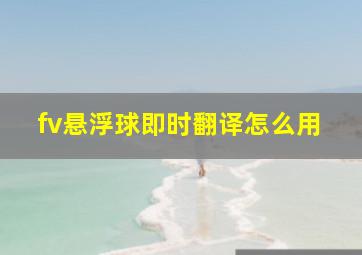 fv悬浮球即时翻译怎么用