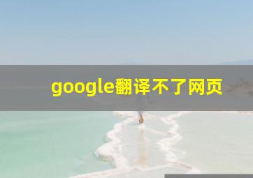 google翻译不了网页