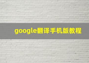 google翻译手机版教程