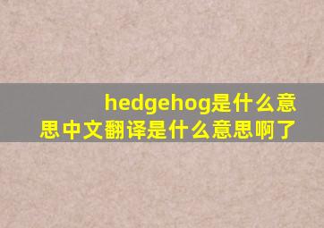 hedgehog是什么意思中文翻译是什么意思啊了