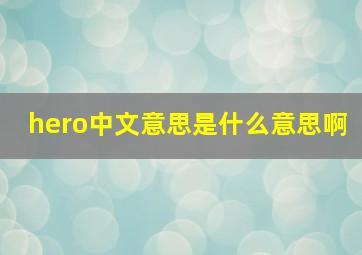 hero中文意思是什么意思啊