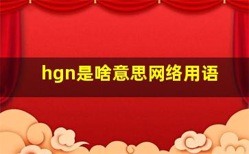 hgn是啥意思网络用语