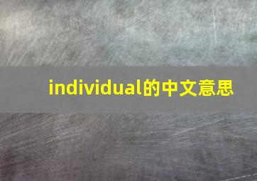 individual的中文意思