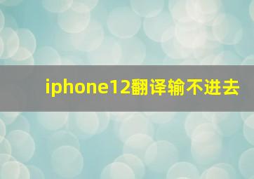 iphone12翻译输不进去