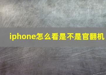 iphone怎么看是不是官翻机