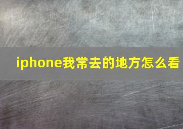 iphone我常去的地方怎么看