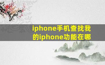 iphone手机查找我的iphone功能在哪