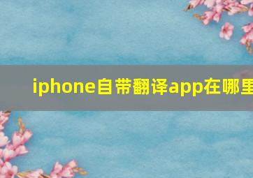 iphone自带翻译app在哪里