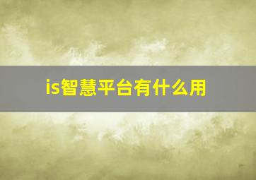 is智慧平台有什么用