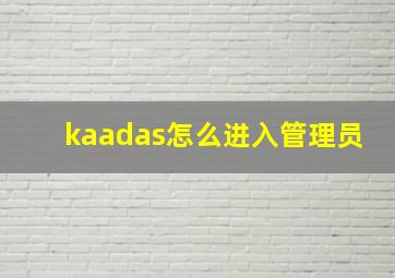 kaadas怎么进入管理员