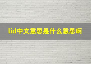 lid中文意思是什么意思啊